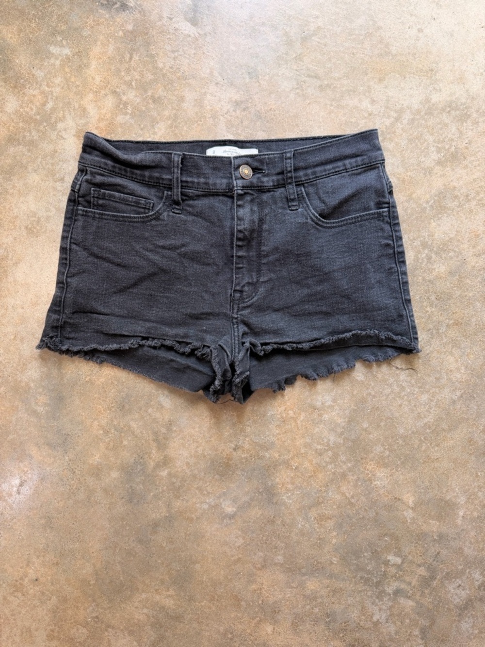 Abercrombie Black Denim Cutoff Shorts Frayed Hem Size 29